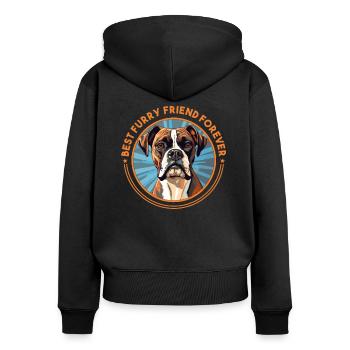 Boxer-Hunderasse Hundehalter lustige Sprüche - Frauen Premium Bio Zip Hoodie - Schwarz - Hinten - Julia (174cm)