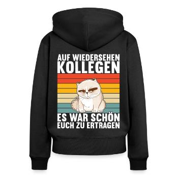 Abschiedsgeschenk Kollege Jobwechsel - Frauen Premium Bio Zip Hoodie - Schwarz - Hinten - Julia (174cm)