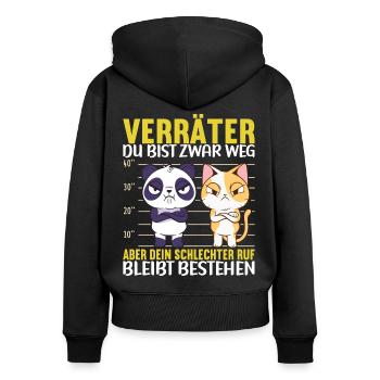 Abschiedsgeschenk Kollege Jobwechsel - Frauen Premium Bio Zip Hoodie - Schwarz - Hinten - Julia (174cm)