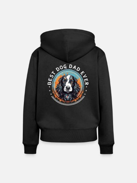 Hunde-Papa Hunderasse Englisch Springer-Spaniel - Frauen Premium Bio Zip Hoodie - Schwarz