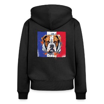 Boxer Race Chien Boxer Chiens Drapeau Français - Sweat à capuche zippé Premium bio Femme - noir - Dos - Julia (174cm)