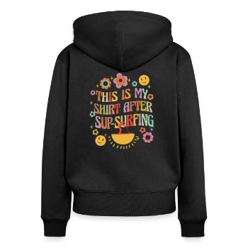 SUP paddleboarding Stand Up Paddle Stehpaddler - Frauen Premium Bio Zip Hoodie - Schwarz - Hinten - Julia (174cm)