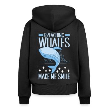 Baleines Baleine - Sweat à capuche zippé Premium bio Femme - noir - Dos - Julia (174cm)