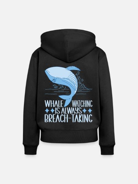Wale Walfisch - Frauen Premium Bio Zip Hoodie - Schwarz