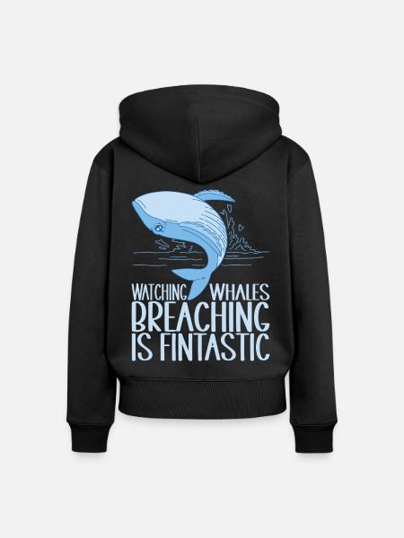 Wale Walfisch - Frauen Premium Bio Zip Hoodie - Schwarz