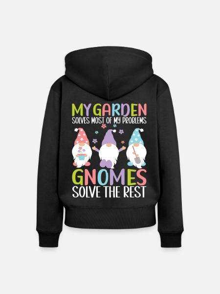 Gartenzwerge Gartenarbeit - Frauen Premium Bio Zip Hoodie - Schwarz