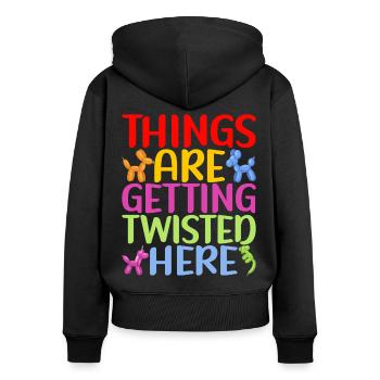 Ballontier Balloon Twisting - Frauen Premium Bio Zip Hoodie - Schwarz - Hinten - Julia (174cm)