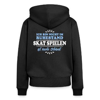 Ruhestand Rentner Pensioner Skat-Spieler - Frauen Premium Bio Zip Hoodie - Schwarz - Hinten - Julia (174cm)