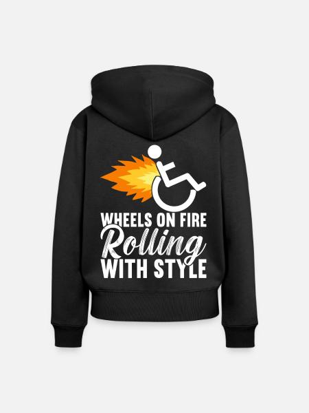 Rollstuhlfahrer Rollstuhl - Frauen Premium Bio Zip Hoodie - Schwarz