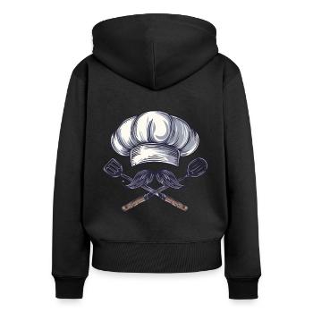 Mit Schnurrbart und Kreuz: Ein Meisterkoch - Frauen Premium Bio Zip Hoodie - Schwarz - Hinten - Julia (174cm)