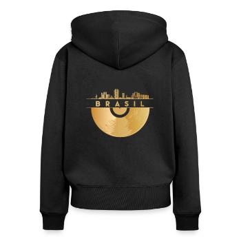 Vinyl-Schallplatte - Skyline-Brasilien-Brasil - Frauen Premium Bio Zip Hoodie - Schwarz - Hinten - Julia (174cm)