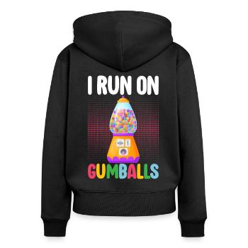 Machine à boules de gomme - Sweat à capuche zippé Premium bio Femme - noir - Dos - Julia (174cm)