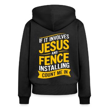 Zauninstallateur Zaunbauer Fence Installer - Frauen Premium Bio Zip Hoodie - Schwarz - Hinten - Julia (174cm)