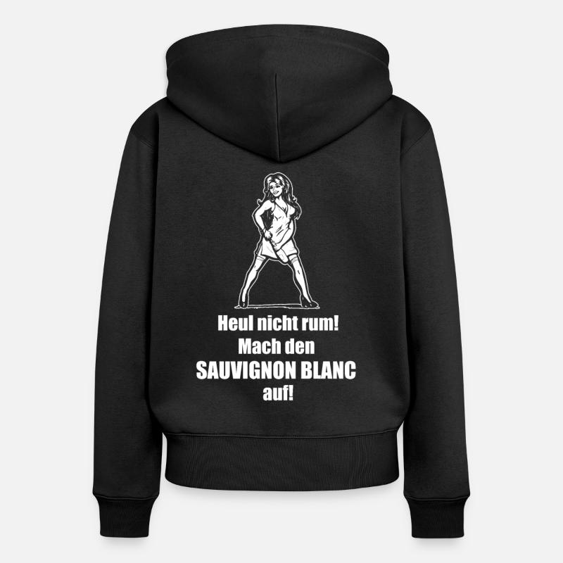 Idée cadeau de vin buveur disant Sauvignon Blanc - Sweat à capuche zippé Premium bio Femme - noir
