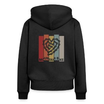 MTB Mountain Bike Mountain Bike Elektro Rider - Frauen Premium Bio Zip Hoodie - Schwarz - Hinten - Julia (174cm)