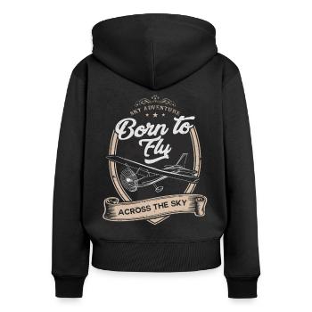 Born to Fly - Across the Sky - T-Shirt - Frauen Premium Bio Zip Hoodie - Schwarz - Hinten - Julia (174cm)