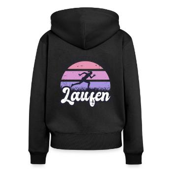 Mir reichts ich geh laufen Frauen Laufen - Frauen Premium Bio Zip Hoodie - Schwarz - Hinten - Julia (174cm)
