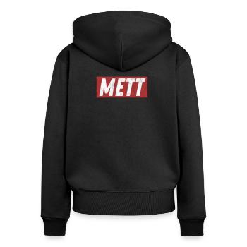 Mett - Liebhaber von Mettigel und Fleisch - Frauen Premium Bio Zip Hoodie - Schwarz - Hinten - Julia (174cm)
