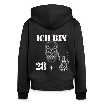 30. Geburtstag Geschenk Rocker Style Ich bin 28 + - Frauen Premium Bio Zip Hoodie - Schwarz - Hinten - Julia (174cm)