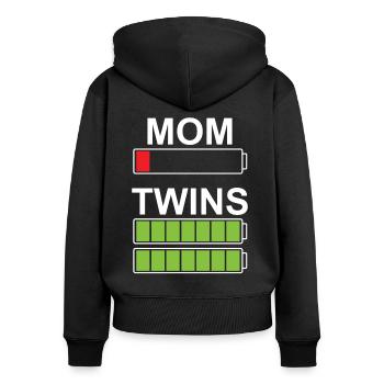 Mom Twins mother of twins mom - Women's Premium Organic Zip Hoodie - black - Back - Julia (174cm)