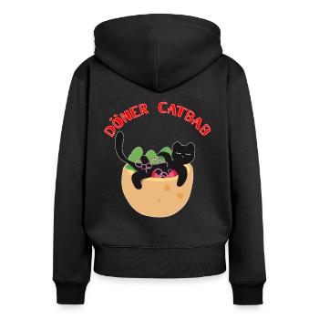 Faule Katze Liegt auf den Döner Kebab ( Catbab ) - Frauen Premium Bio Zip Hoodie - Schwarz - Hinten - Julia (174cm)