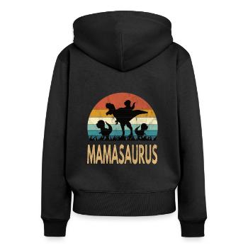 Dino dinosaure Mamasaurus Rex - Sweat à capuche zippé Premium bio Femme - noir - Dos - Julia (174cm)