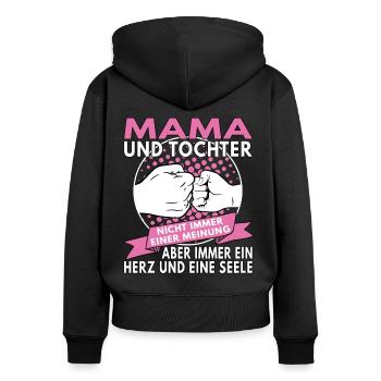 Mama und Tochter ein Herz und eine Seele - Frauen Premium Bio Zip Hoodie - Schwarz - Hinten - Julia (174cm)