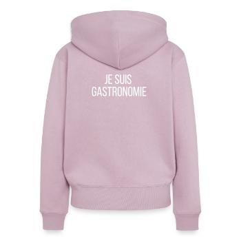 Je suis Gastronomie - Frauen Premium Bio Zip Hoodie - Altrosa - Hinten - Julia (174cm)