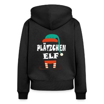 Plätzchen Elf für Weihnachten Plätzchen Bäcker - Frauen Premium Bio Zip Hoodie - Schwarz - Hinten - Julia (174cm)