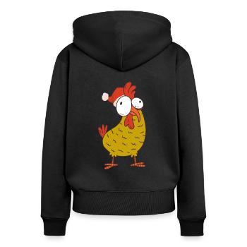 Funny chicken with Santa hat for Christmas - Women's Premium Organic Zip Hoodie - black - Back - Julia (174cm)