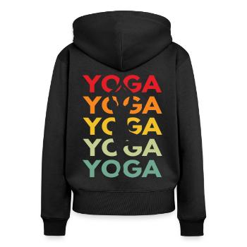 Retro Yoga Vintage Geschenk für Yogis - Frauen Premium Bio Zip Hoodie - Schwarz - Hinten - Julia (174cm)