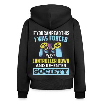 funny gamer shirt for boys who like to gamble - Women's Premium Organic Zip Hoodie - black - Back - Julia (174cm)