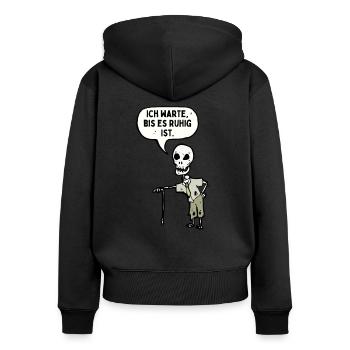 Lehrer Sprüche - Deutschlehrer Schule Unterricht - Frauen Premium Bio Zip Hoodie - Schwarz - Hinten - Julia (174cm)