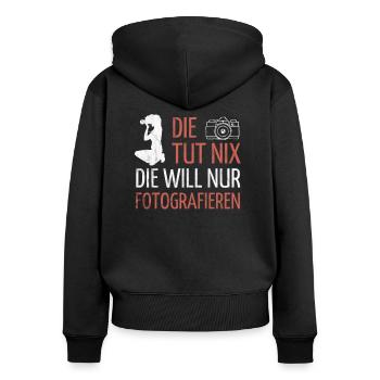 Fotografin Fotografieren Kamera Spiegelreflex - Frauen Premium Bio Zip Hoodie - Schwarz - Hinten - Julia (174cm)