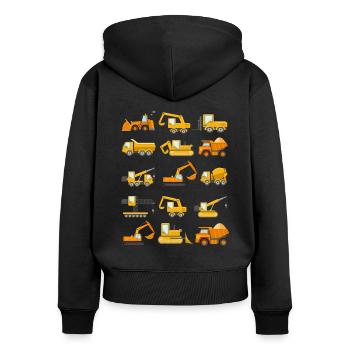 Construction Diggers Trucks Vehicles Design - Women's Premium Organic Zip Hoodie - black - Back - Julia (174cm)