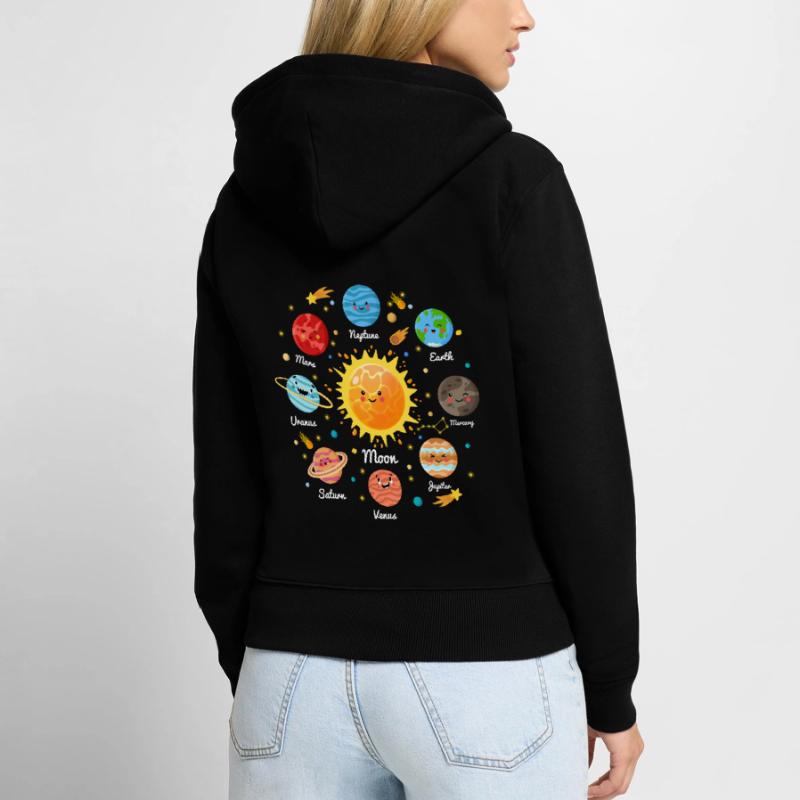 Solar System Space Planets for a sience lover Sweat à capuche zippé Premium bio Femme