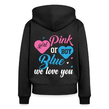 Pink or Blue Boy or Girl We Love You Design - Sweat à capuche zippé Premium bio Femme - noir - Dos - Julia (174cm)