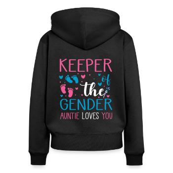 Keeper Of The Gender Pink Or Blue Design for a - Sweat à capuche zippé Premium bio Femme - noir - Dos - Julia (174cm)