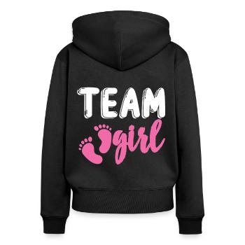 Team Girl Gender Reveal Design for growing parents - Women's Premium Organic Zip Hoodie - black - Back - Julia (174cm)