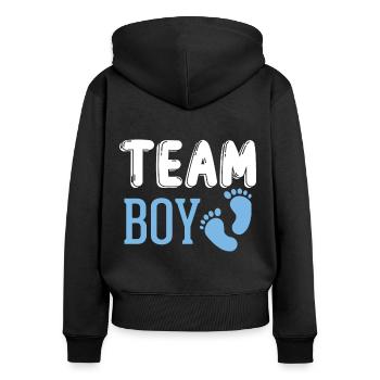 Team boy Gender Reveal design for growing parents - Sweat à capuche zippé Premium bio Femme - noir - Dos - Julia (174cm)
