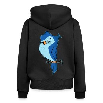 Cute Angry Owl Attitude Design - Bird Lovers - Women's Premium Organic Zip Hoodie - black - Back - Julia (174cm)