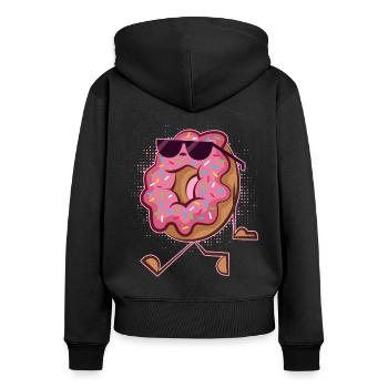 Funny Donut Wearing Sunglass -Donut On Beach For - Women's Premium Organic Zip Hoodie - black - Back - Julia (174cm)