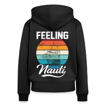 Feeling Nauti Design as sailing Motive men - Women's Premium Organic Zip Hoodie - black - Back - Julia (174cm)