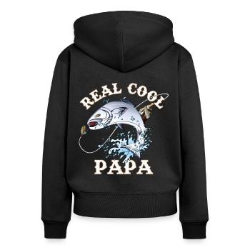 Fishing Design with "real cool dad" for father's - Women's Premium Organic Zip Hoodie - black - Back - Julia (174cm)