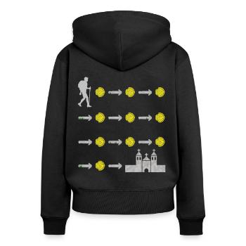 Camino de Santiago Jakobsweg Pilgermuschel Pilger - Frauen Premium Bio Zip Hoodie - Schwarz - Hinten - Julia (174cm)