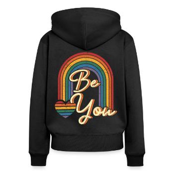 lgbtq pride month 2021 shirt be you - Sweat à capuche zippé Premium bio Femme - noir - Dos - Julia (174cm)