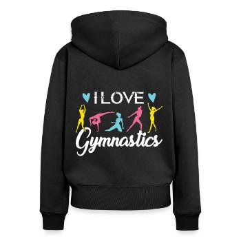 I love gymnastics shirts for women - Women's Premium Organic Zip Hoodie - black - Back - Julia (174cm)
