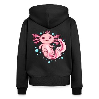 axolotl shirt women - kawaii axolotl - Women's Premium Organic Zip Hoodie - black - Back - Julia (174cm)