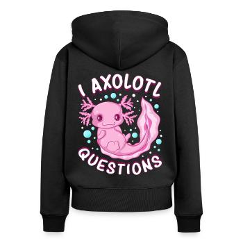 i axolotl questions shirt - axolotl kawaii - Women's Premium Organic Zip Hoodie - black - Back - Julia (174cm)
