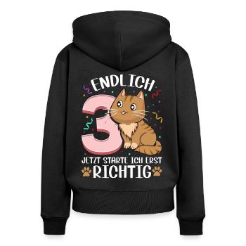 3. Geburtstag Mädchen kleid deko ich bin endlich 3 - Frauen Premium Bio Zip Hoodie - Schwarz - Hinten - Julia (174cm)